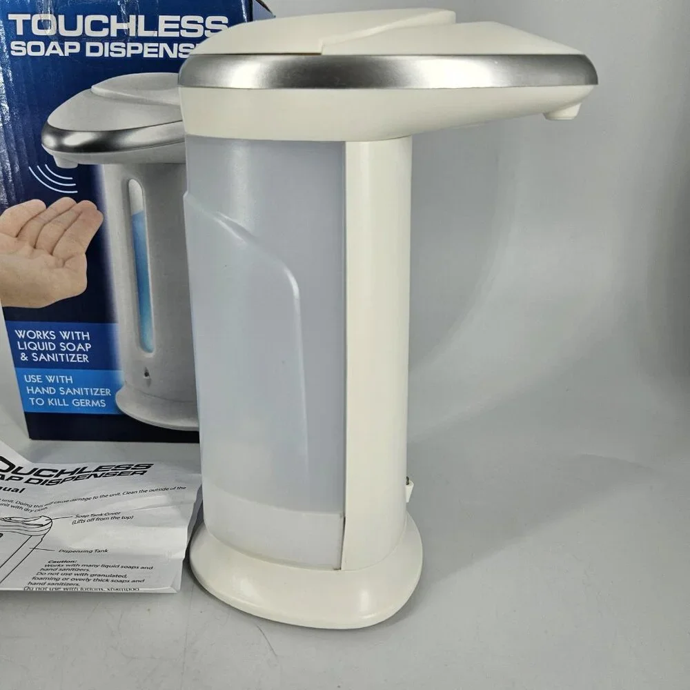Touchless Hands Free Soap Sanitizer Dispenser White Auto Sensor Lights Up Bath